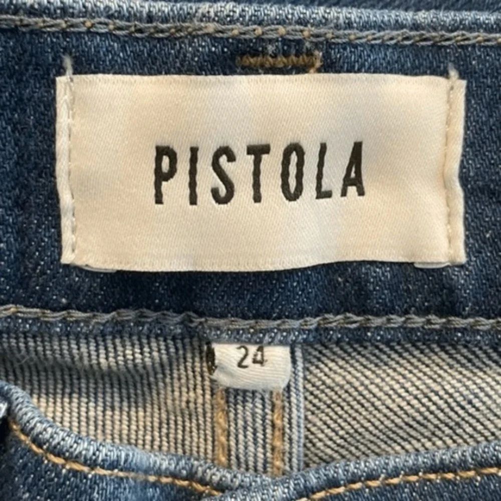 Pistola‎ Aline High Rise Skinny Jeans Catalina Blue Wash Distressed Hem 24